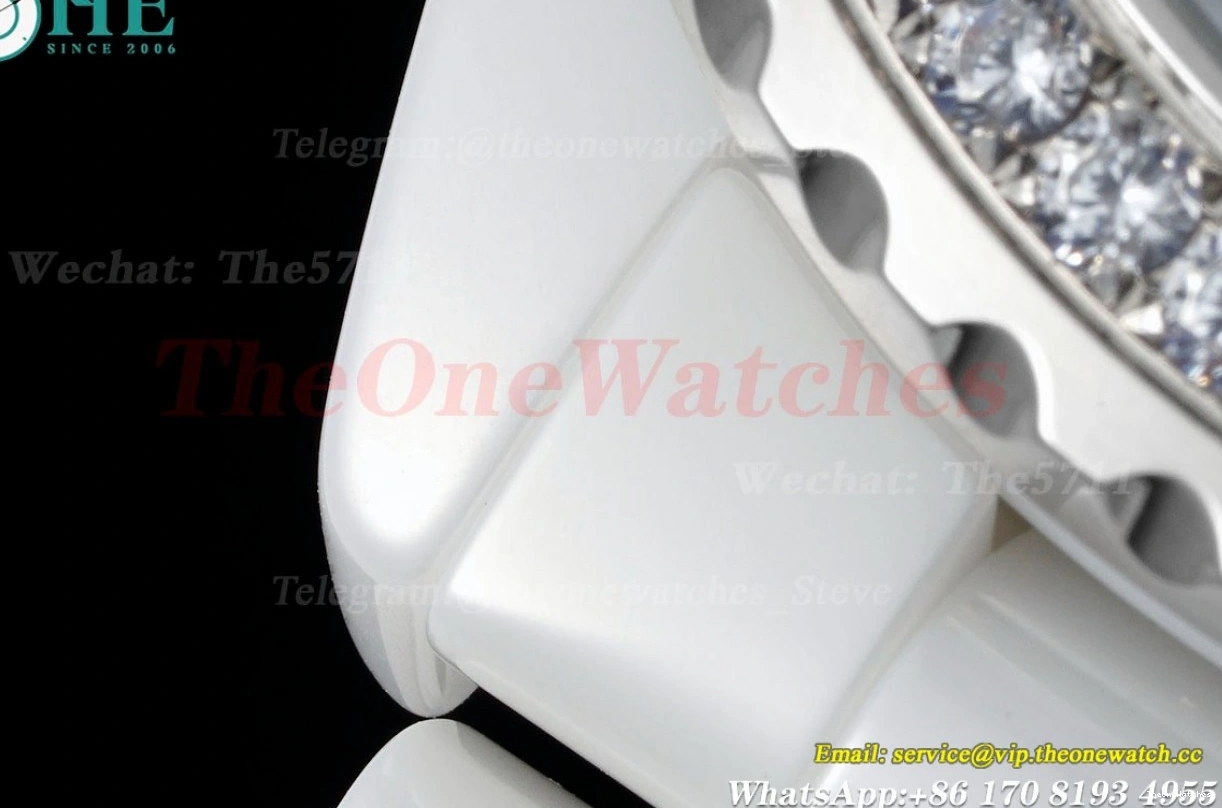Swiss J12 Cer 33mm Ceramic Dia Dial White Quartz XF Ladies 0514